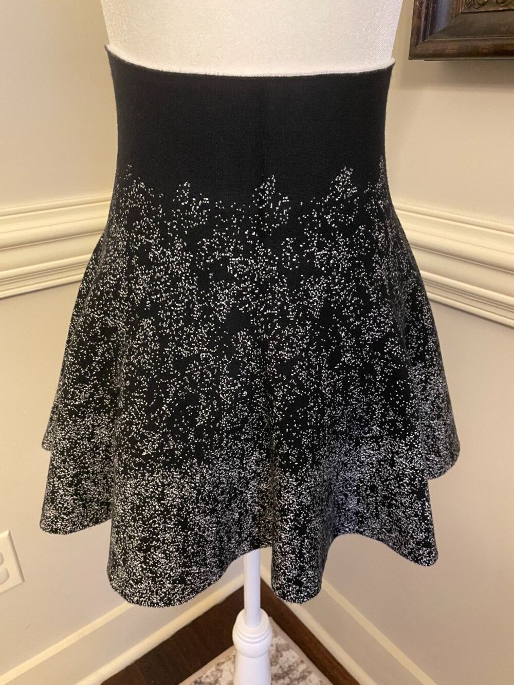 BCBGeneration Black and White Ruffle Skirt Size S